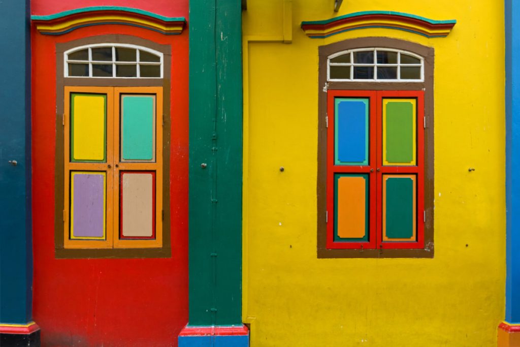 Colourful Tan Teng Niah building, facade of last Chinese villas left in Little India, Singapore