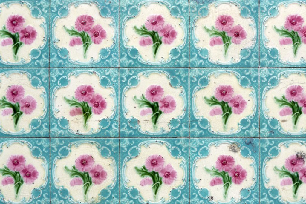 Antique ceramic Peranakan wall tile pattern